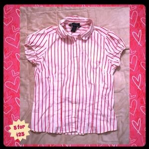 💥 Red pinstripe button-up blouse